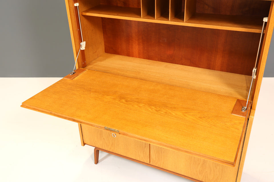 Schlichter Mid Century Sekretär Bücherregal Schrank Retro Holz Kommode