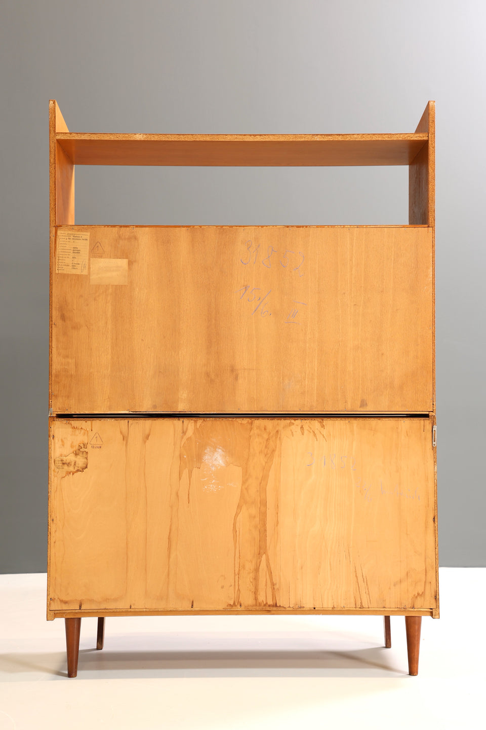 Schlichter Mid Century Sekretär Bücherregal Schrank Retro Holz Kommode