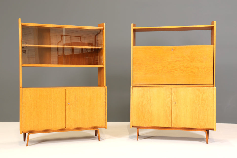 Schlichter Mid Century Sekretär Bücherregal Schrank Retro Holz Kommode