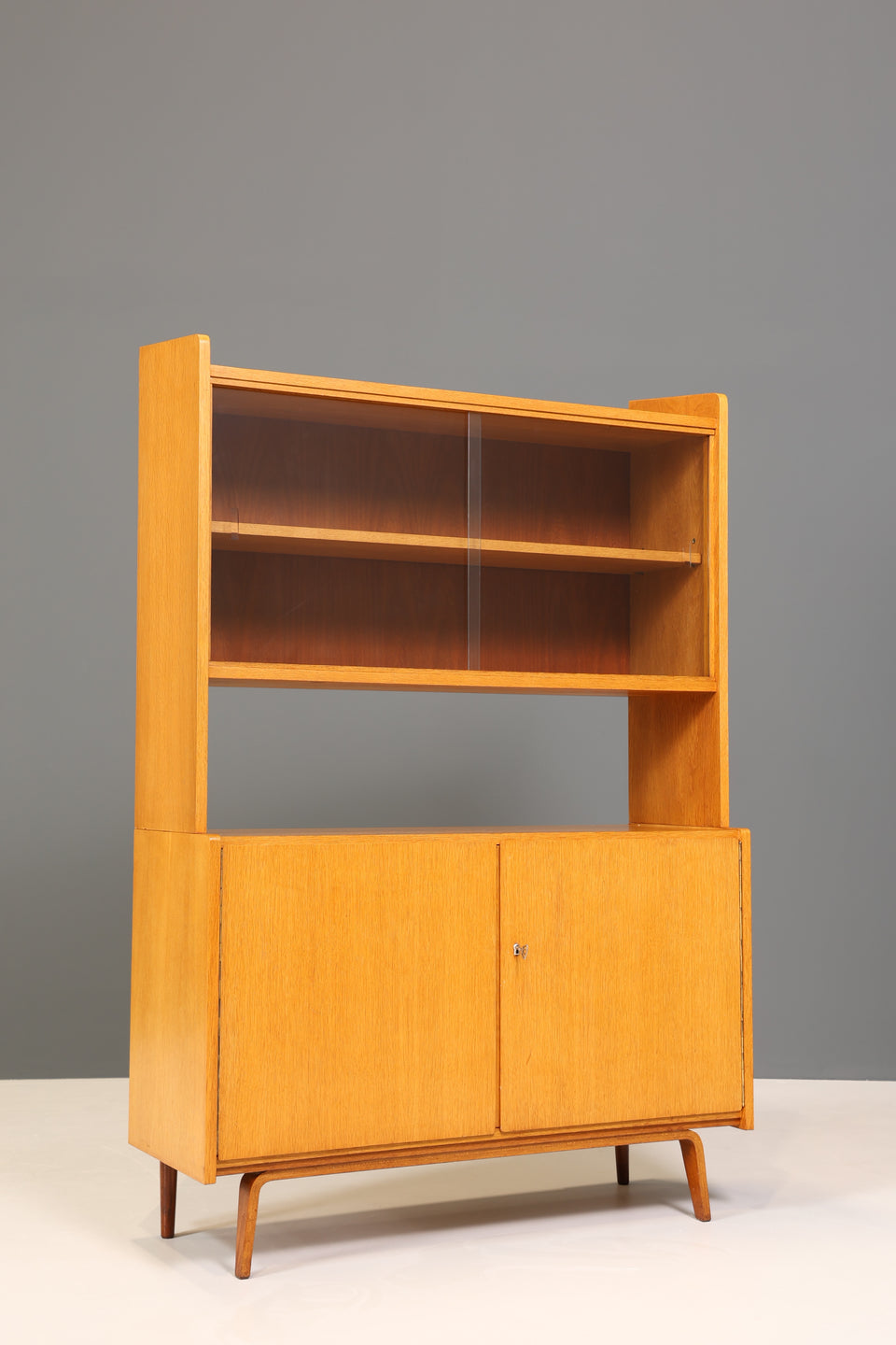 Schlichtes Mid Century Highboard Bücherregal Vintage Schrank Retro Holz Kommode