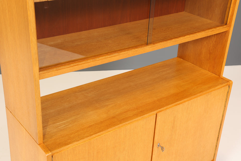 Schlichtes Mid Century Highboard Bücherregal Vintage Schrank Retro Holz Kommode