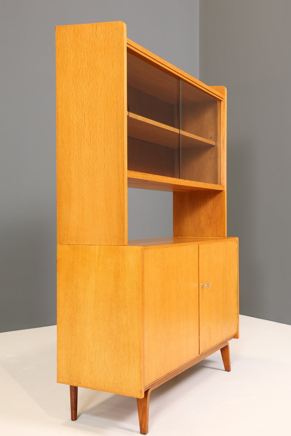 Schlichtes Mid Century Highboard Bücherregal Vintage Schrank Retro Holz Kommode