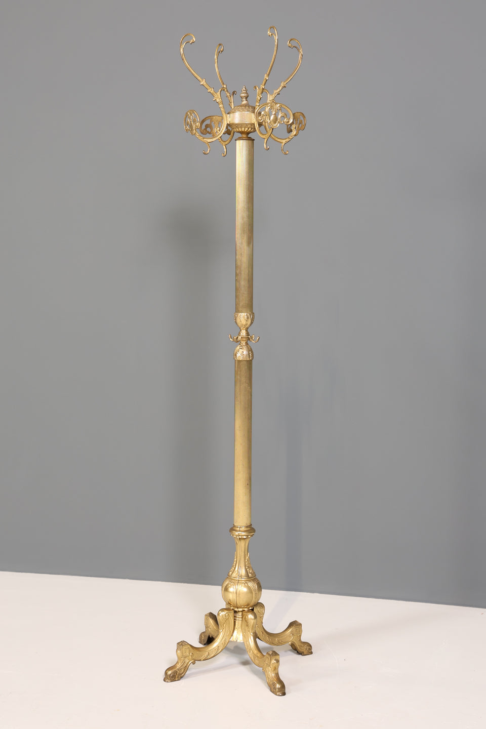 Prunkvoller Jugendstil Messing Garderobenständer Antik Kleiderhaken