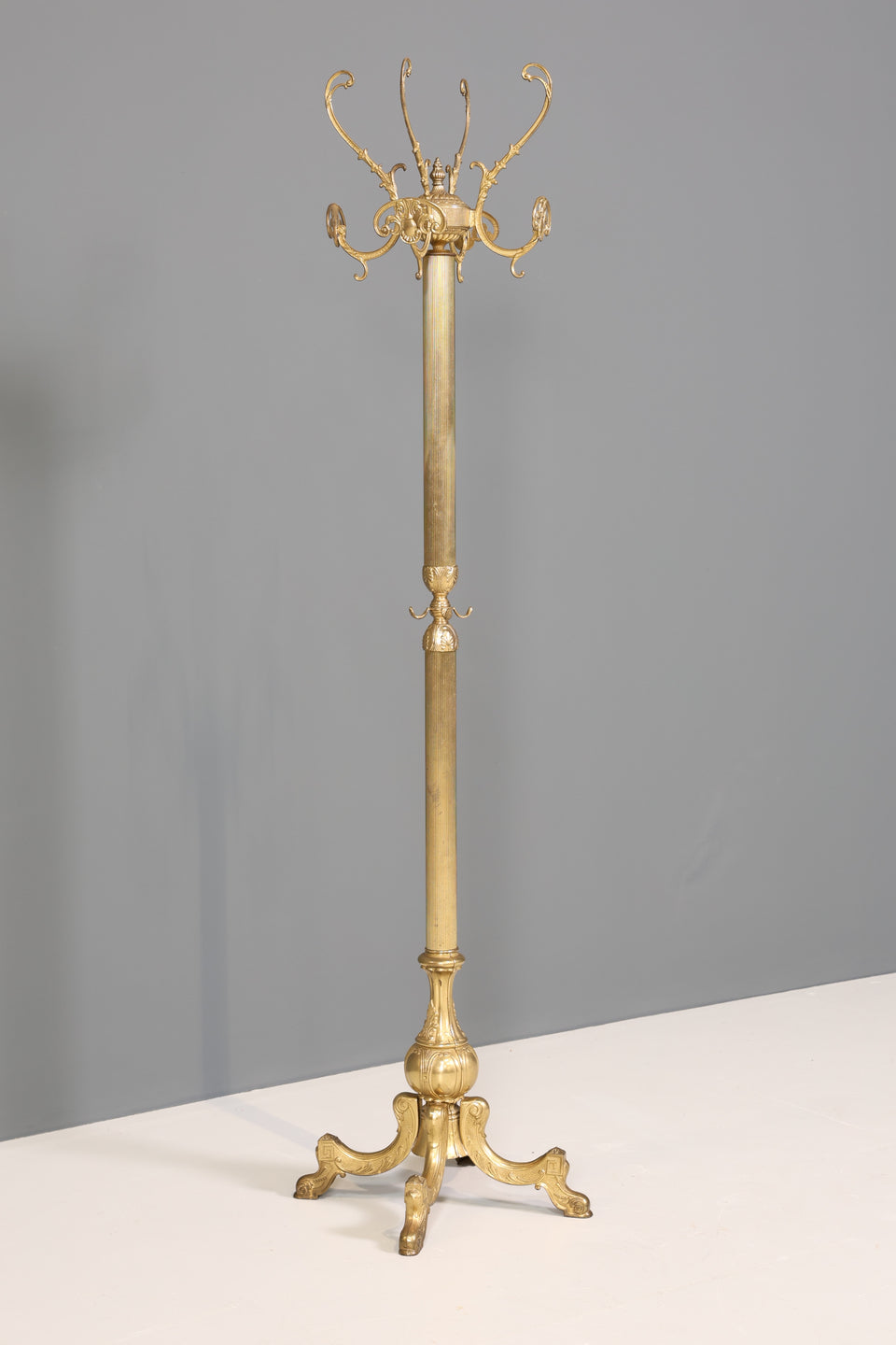 Prunkvoller Jugendstil Messing Garderobenständer Antik Kleiderhaken