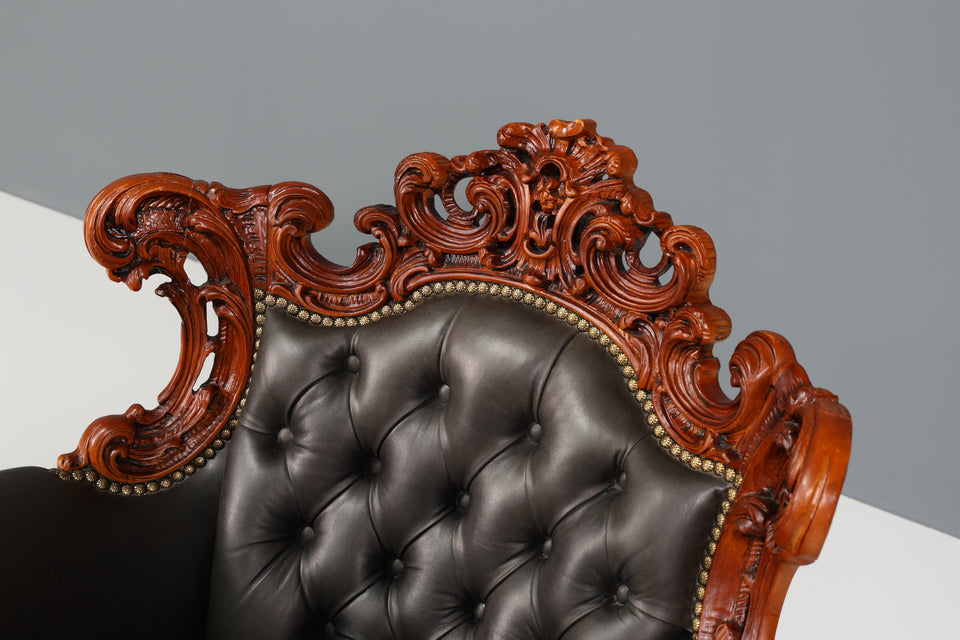Königlicher Barock Sessel echt Leder Luxus Chesterfield Sessel 1 von 2