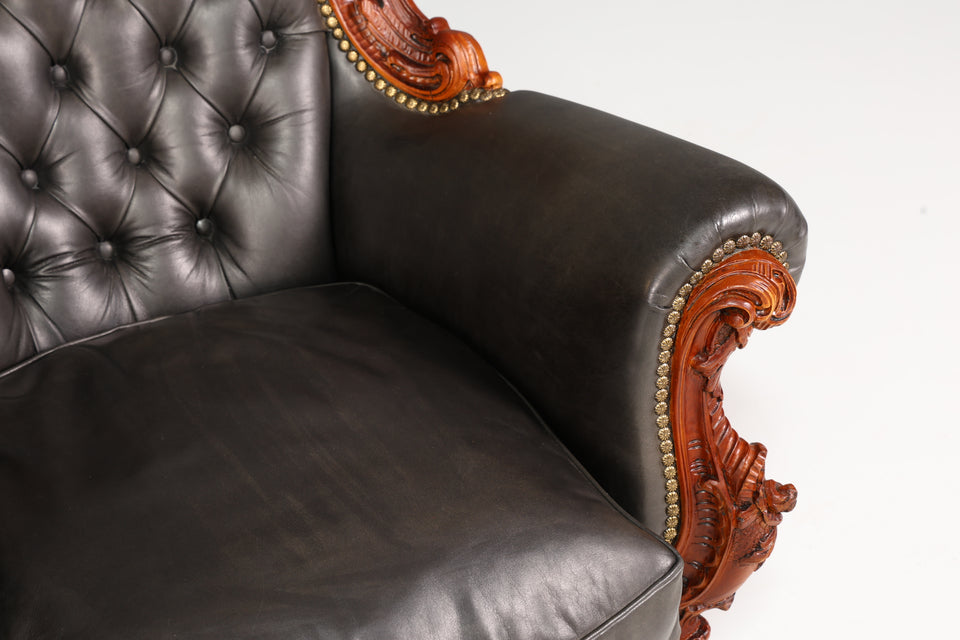 Königlicher Barock Sessel echt Leder Luxus Chesterfield Sessel 1 von 2