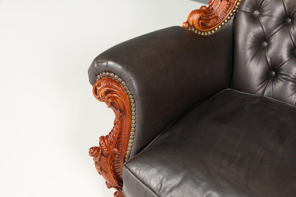 Königlicher Barock Sessel echt Leder Luxus Chesterfield Sessel 1 von 2