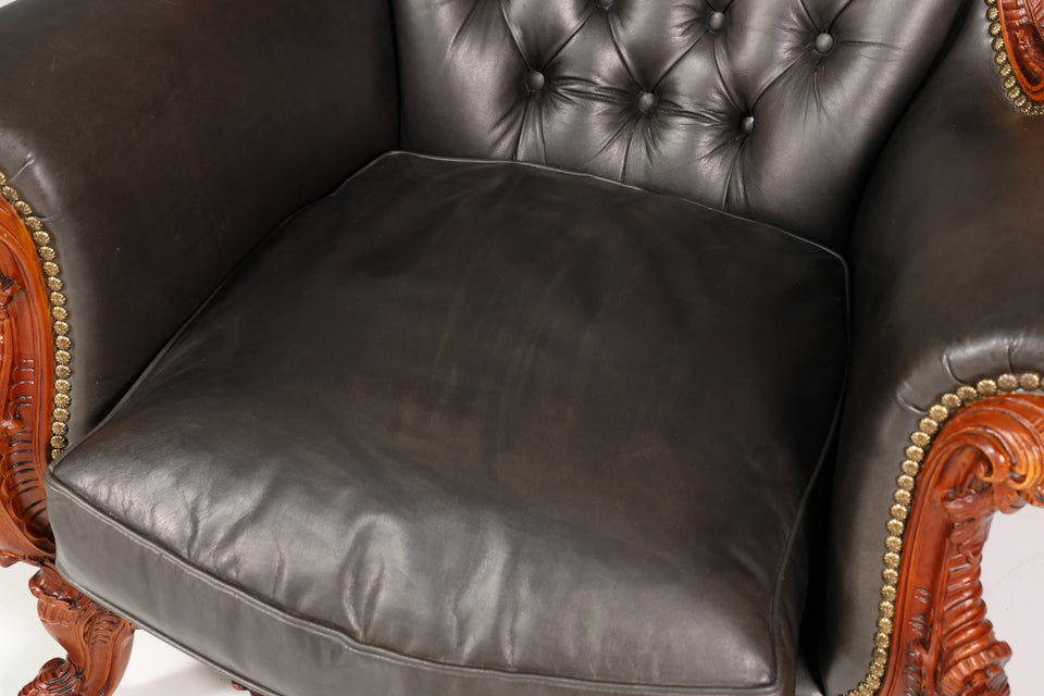 Königlicher Barock Sessel echt Leder Luxus Chesterfield Sessel 1 von 2