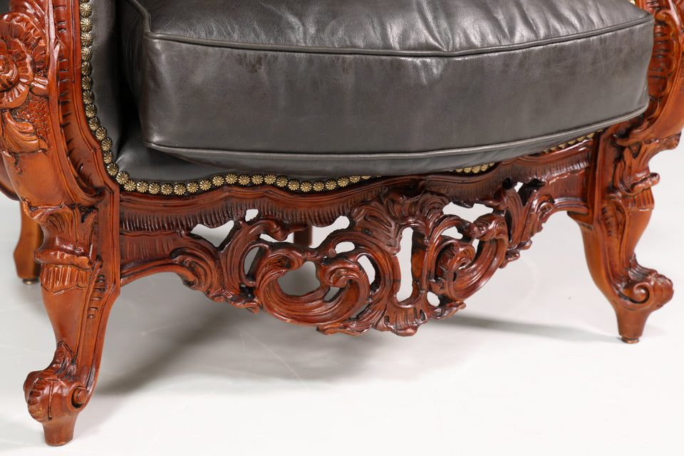 Königlicher Barock Sessel echt Leder Luxus Chesterfield Sessel 1 von 2