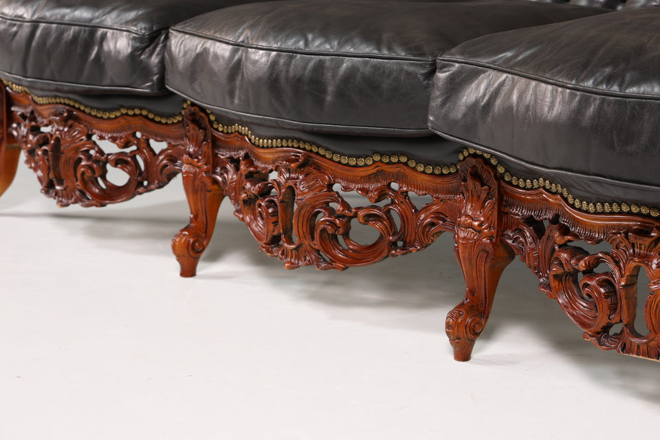 Königliches 3-Sitzer Barock Sofa echt Leder Luxus Chesterfield Couch