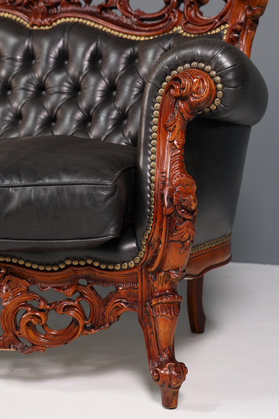 Königliches 3-Sitzer Barock Sofa echt Leder Luxus Chesterfield Couch