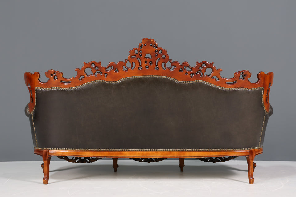 Königliches 3-Sitzer Barock Sofa echt Leder Luxus Chesterfield Couch