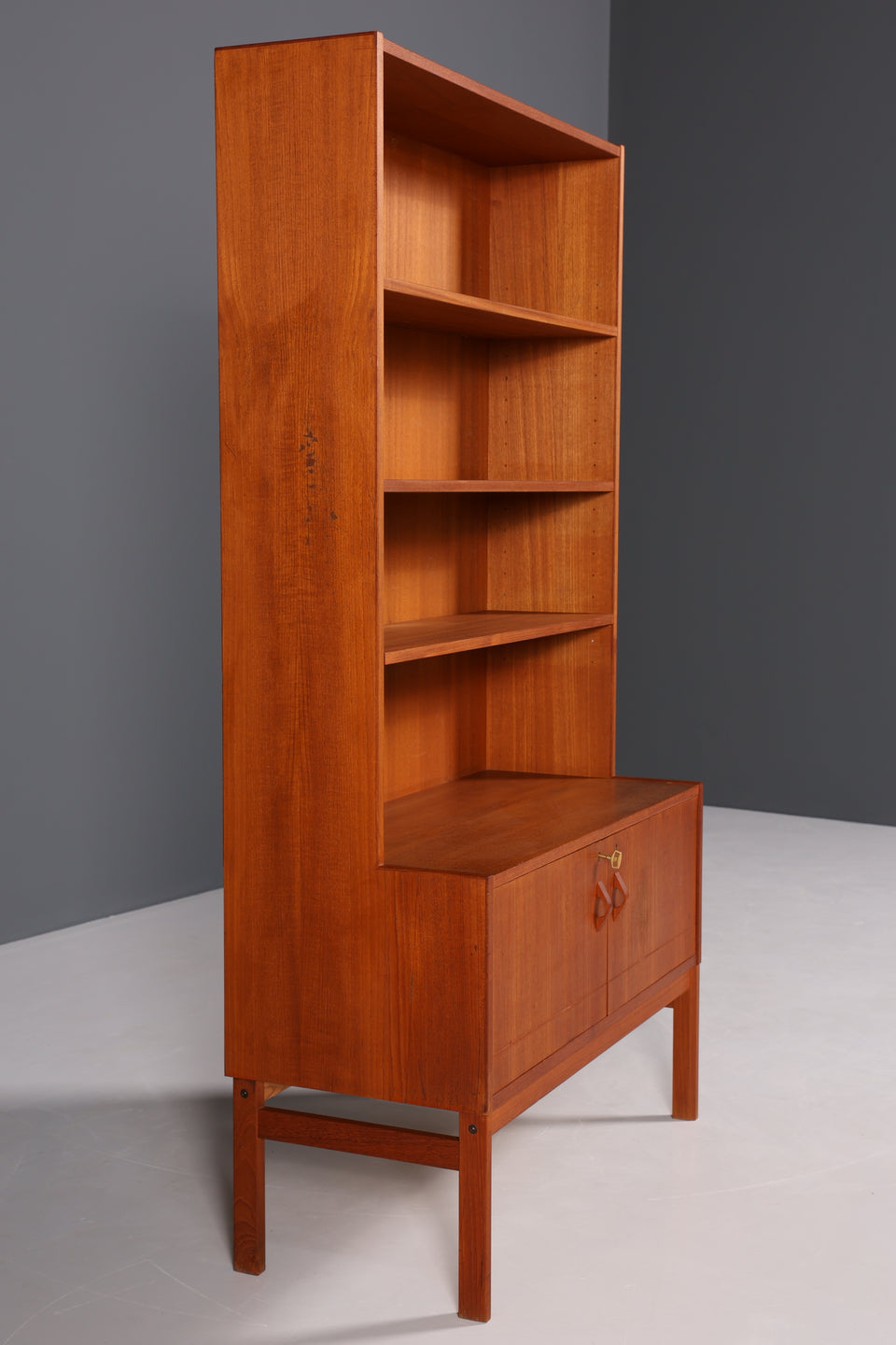 Skandinavisches Teak Holz Regal Mid Century Bücherregal Kommode