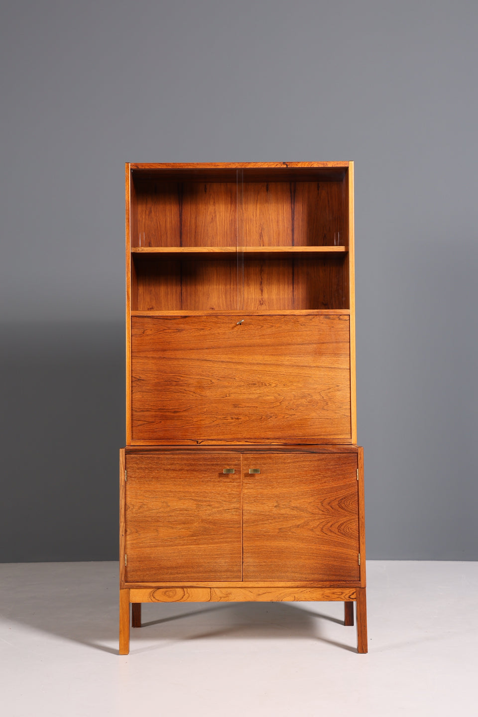 Traumhafter Mid Century Sekretär Palisander Holz Schrank Regal