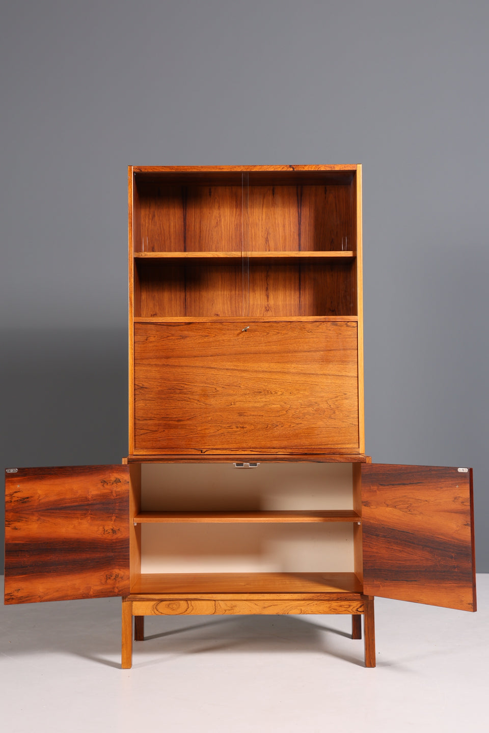 Traumhafter Mid Century Sekretär Palisander Holz Schrank Regal