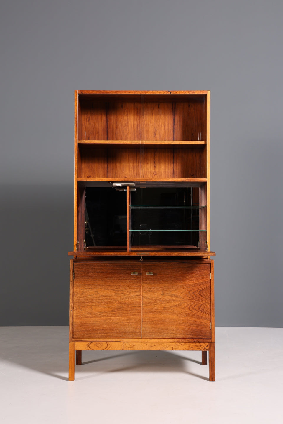 Traumhafter Mid Century Sekretär Palisander Holz Schrank Regal
