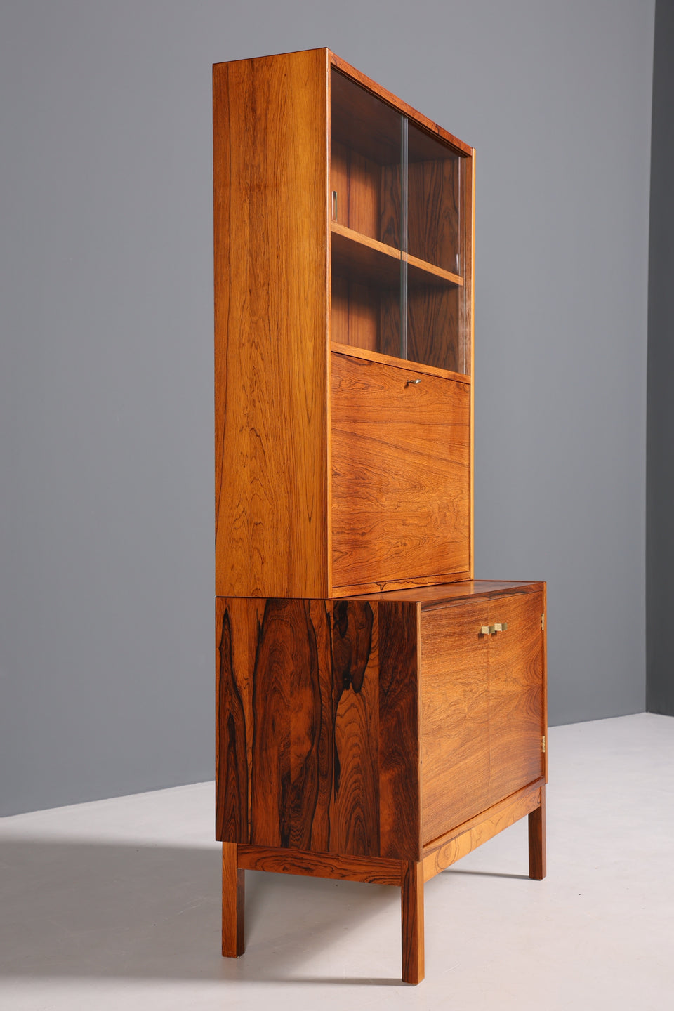 Traumhafter Mid Century Sekretär Palisander Holz Schrank Regal