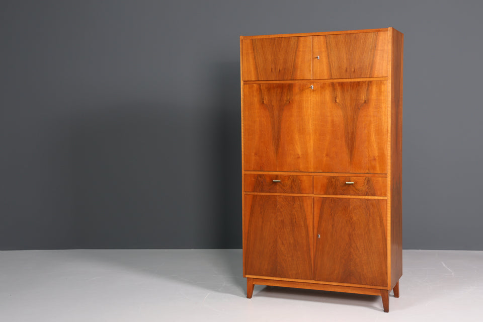 Mid Century Schrank Nussbaum Sekretär Kommode Retro TV Highboard