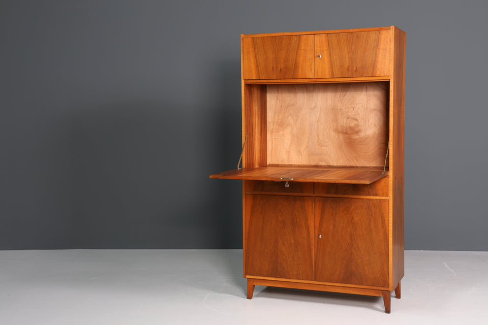 Mid Century Schrank Nussbaum Sekretär Kommode Retro TV Highboard