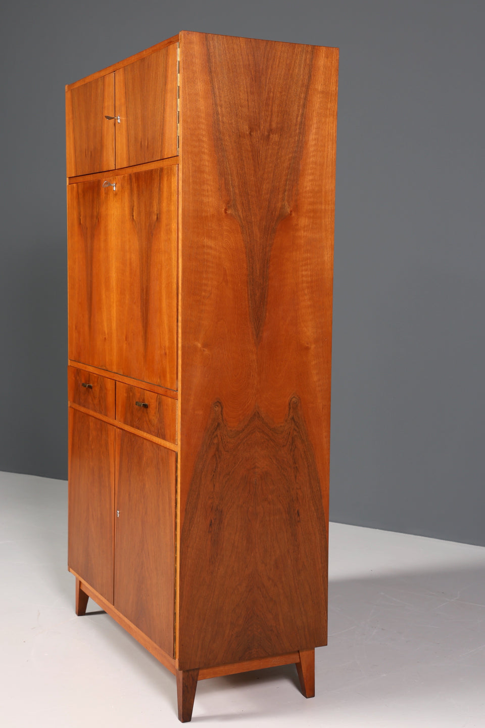 Mid Century Schrank Nussbaum Sekretär Kommode Retro TV Highboard
