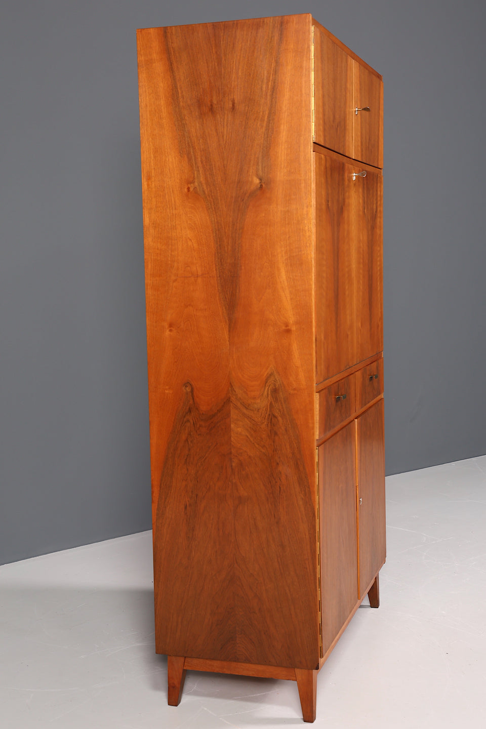 Mid Century Schrank Nussbaum Sekretär Kommode Retro TV Highboard