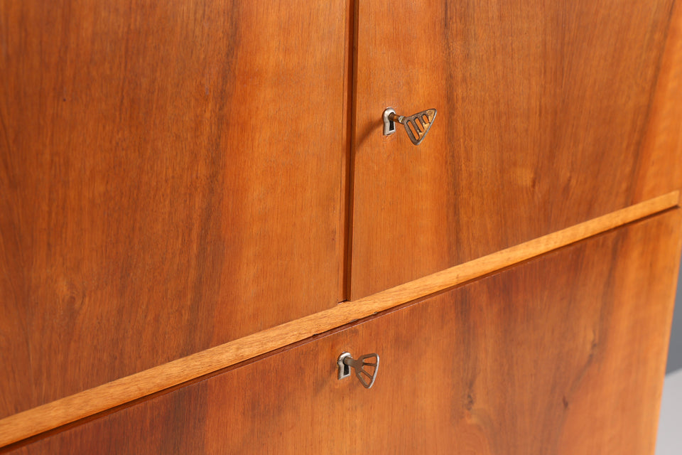 Mid Century Schrank Nussbaum Sekretär Kommode Retro TV Highboard