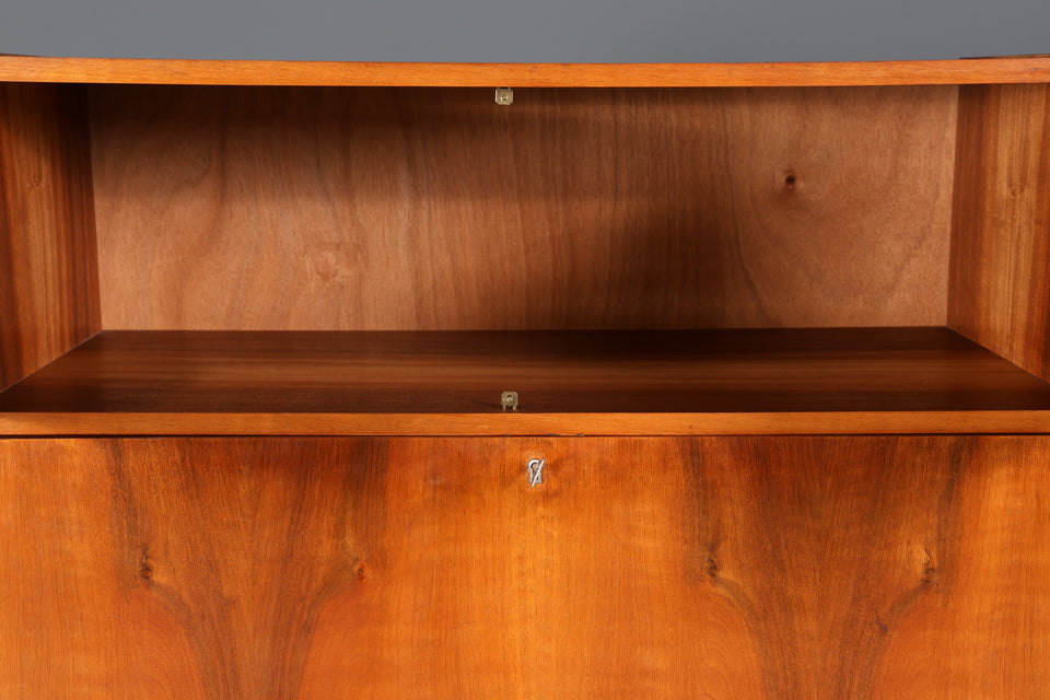Mid Century Schrank Nussbaum Sekretär Kommode Retro TV Highboard