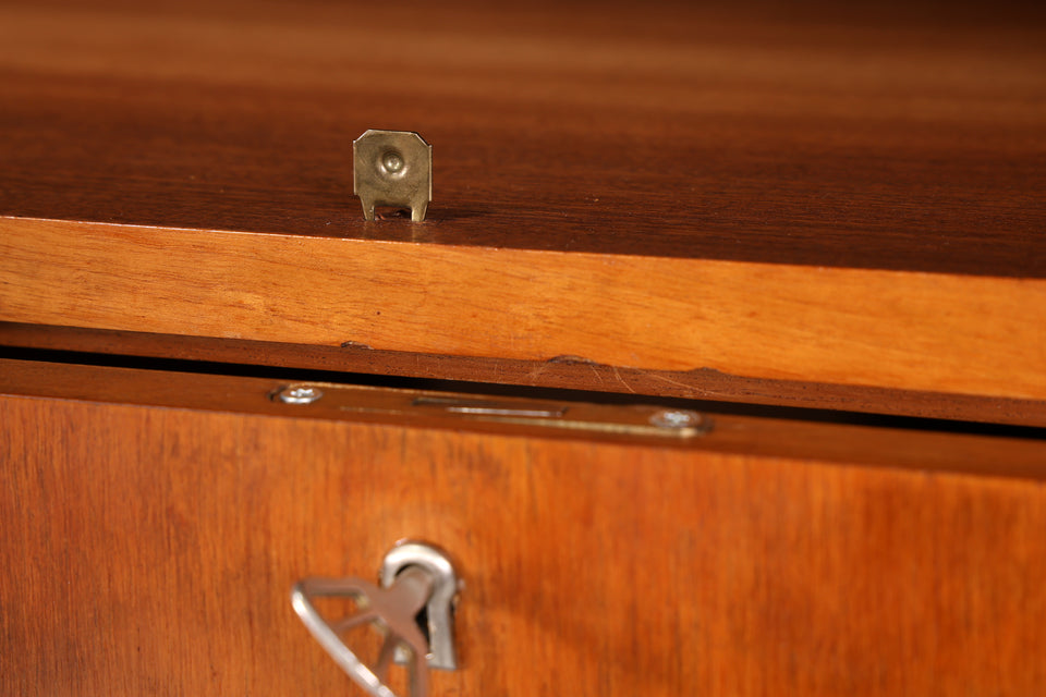 Mid Century Schrank Nussbaum Sekretär Kommode Retro TV Highboard