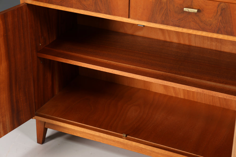 Mid Century Schrank Nussbaum Sekretär Kommode Retro TV Highboard