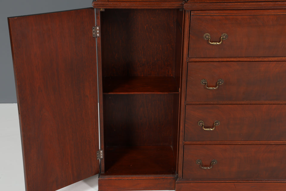 Edle Englische Vitrine Bibliothek Sekretär echt Holz Schrank Regal