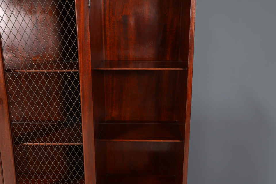 Edle Englische Vitrine Bibliothek Sekretär echt Holz Schrank Regal