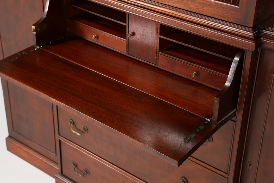 Edle Englische Vitrine Bibliothek Sekretär echt Holz Schrank Regal