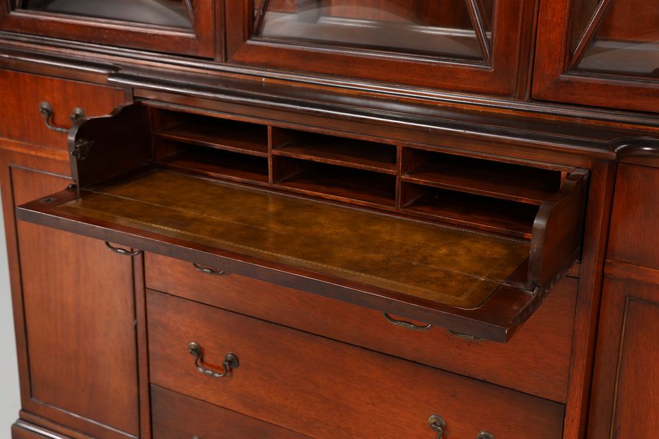 Edle Englische Vitrine echt Holz Sekretär Bibliothek Bücherschrank