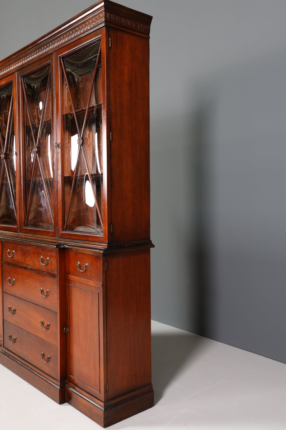 Edle Englische Vitrine echt Holz Sekretär Bibliothek Bücherschrank