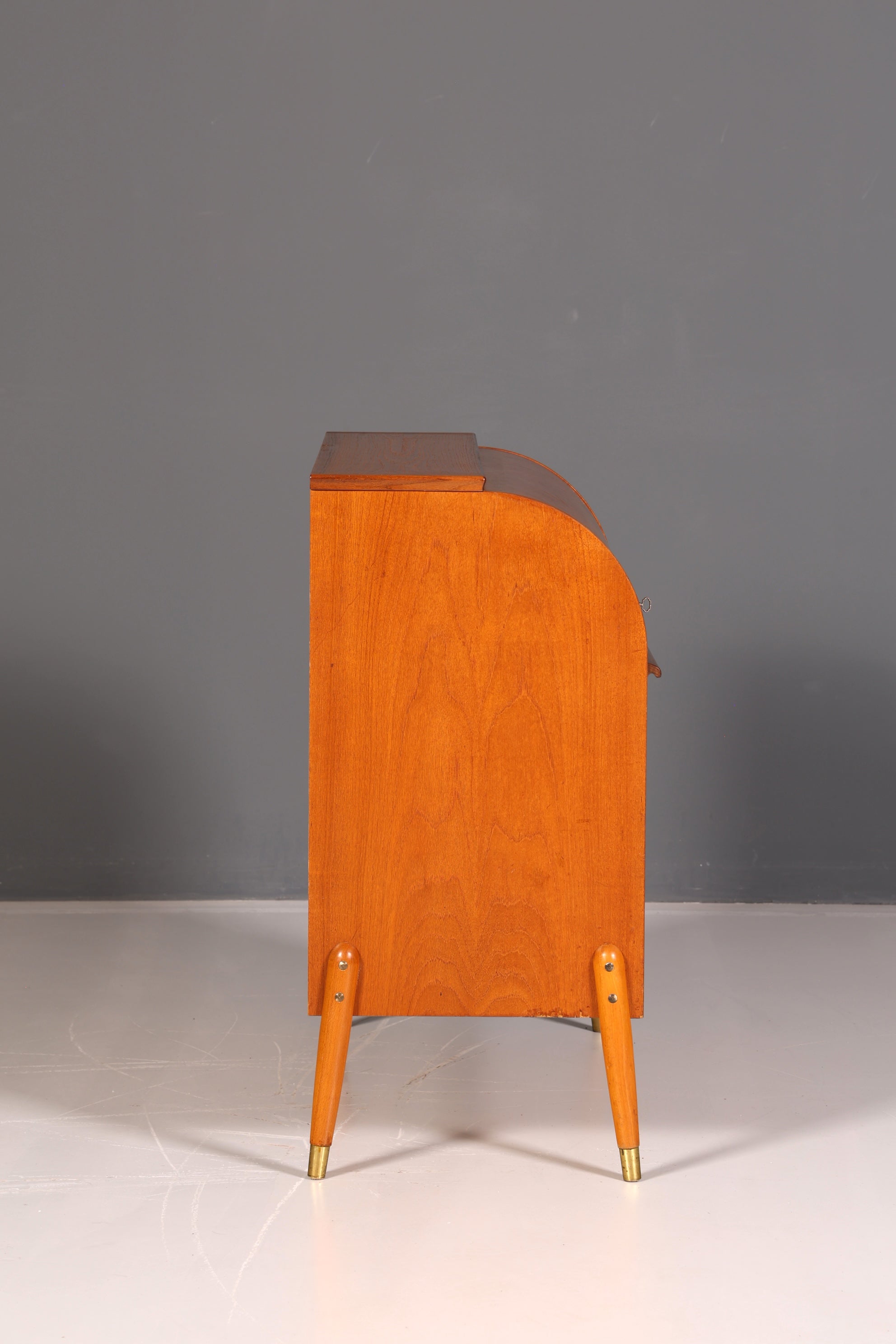 Beautiful mid-century roll-top writing bureau, desk, office cabinet, vintage 1960s wood