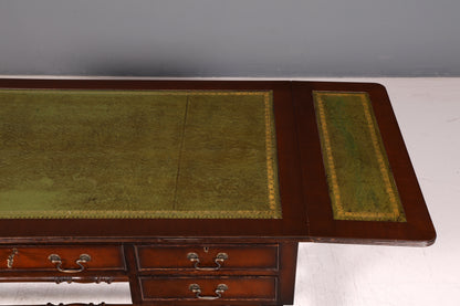 Wunderschöner Englischer Schreibtisch Regency Klappschreibtisch Echt Lederauflage Mahagoni 60s Bürotisch