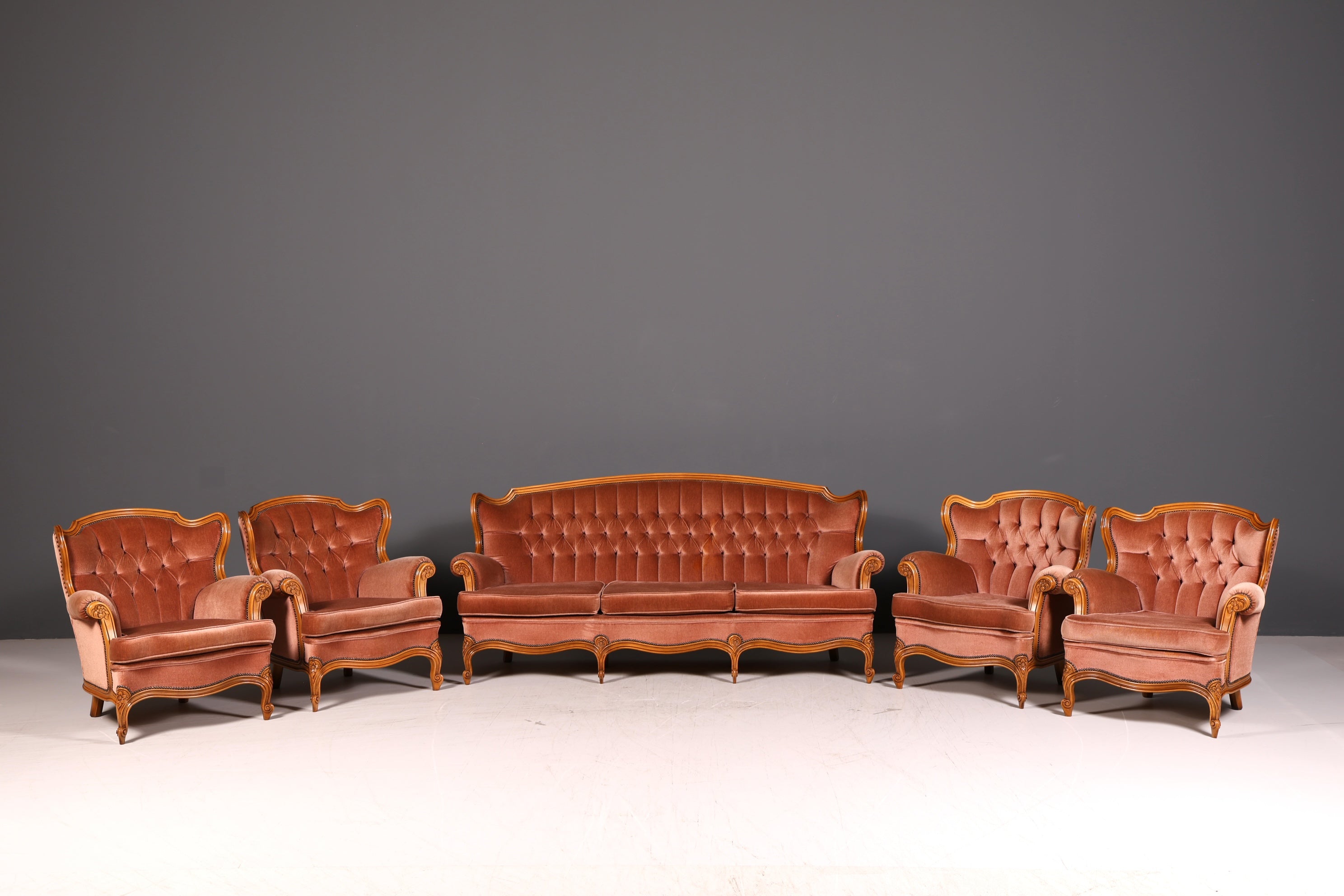 Edler Chippendale Armlehnsessel Barock Stil Samt Stoff Sessel Armchair Rococo Antik 4 von 4