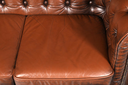 Wunderschönes Original Chesterfield 2-Sitzer Sofa Echt Leder Englische Couch England Polstersofa Antik Vintage Ledersofa