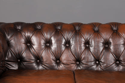 Wunderschönes Original Chesterfield Sofa 3-Sitzer Echt Leder Couch Englisch Ledersofa Vintage
