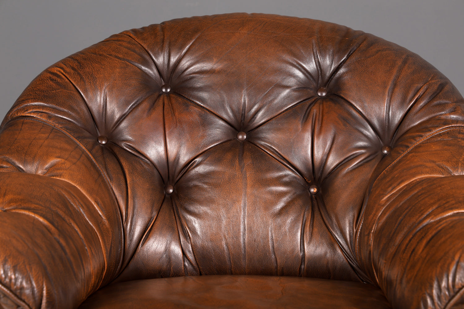 Wunderschöner Chesterfield Sessel mit Hocker Echtleder braun Ledersessel Englisch Vintage