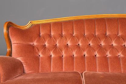 Edles Chippendale Sofa Barock Stil Samt Stoff Couch 3-Sitzer Rococo Antik Polstersofa