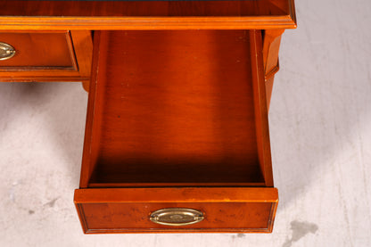 Wunderschöner Original Heldense Englischer Schreibtisch Eibe Echt Lederauflage Bürotisch Office Desk
