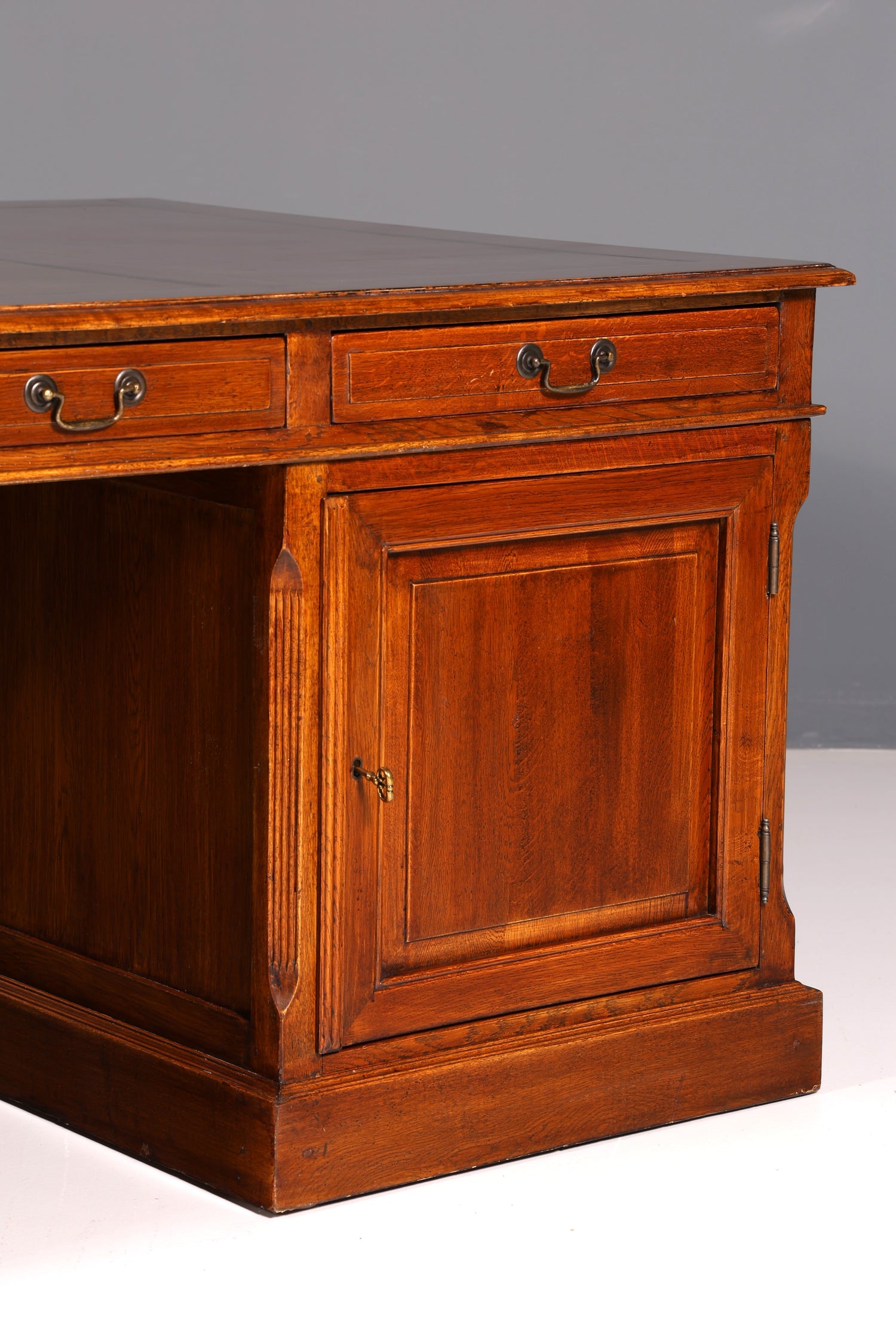 Impressive English XXL Writing Desk, Office Desk, Partner Desk, Antique Solid Wood Vintage