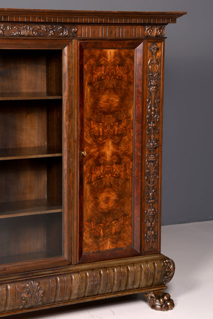 Beeindruckender Neorenaissance Bücherschrank Gründerzeit Vitrine Herrenzimmer Buffet Schrank Antik Massivholz