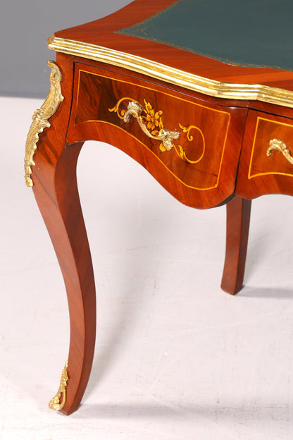 Prächtiger Louis XV Stil Schreibtisch French Desk Antik Stil Bürotisch Echt Holz Messing
