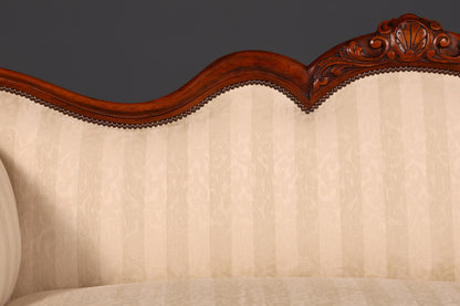 Wunderschönes Original Biedermeier Sofa Antik Louis Philippe Couch 3-Sitzer Creme Gestreift Polstersofa Récamiere