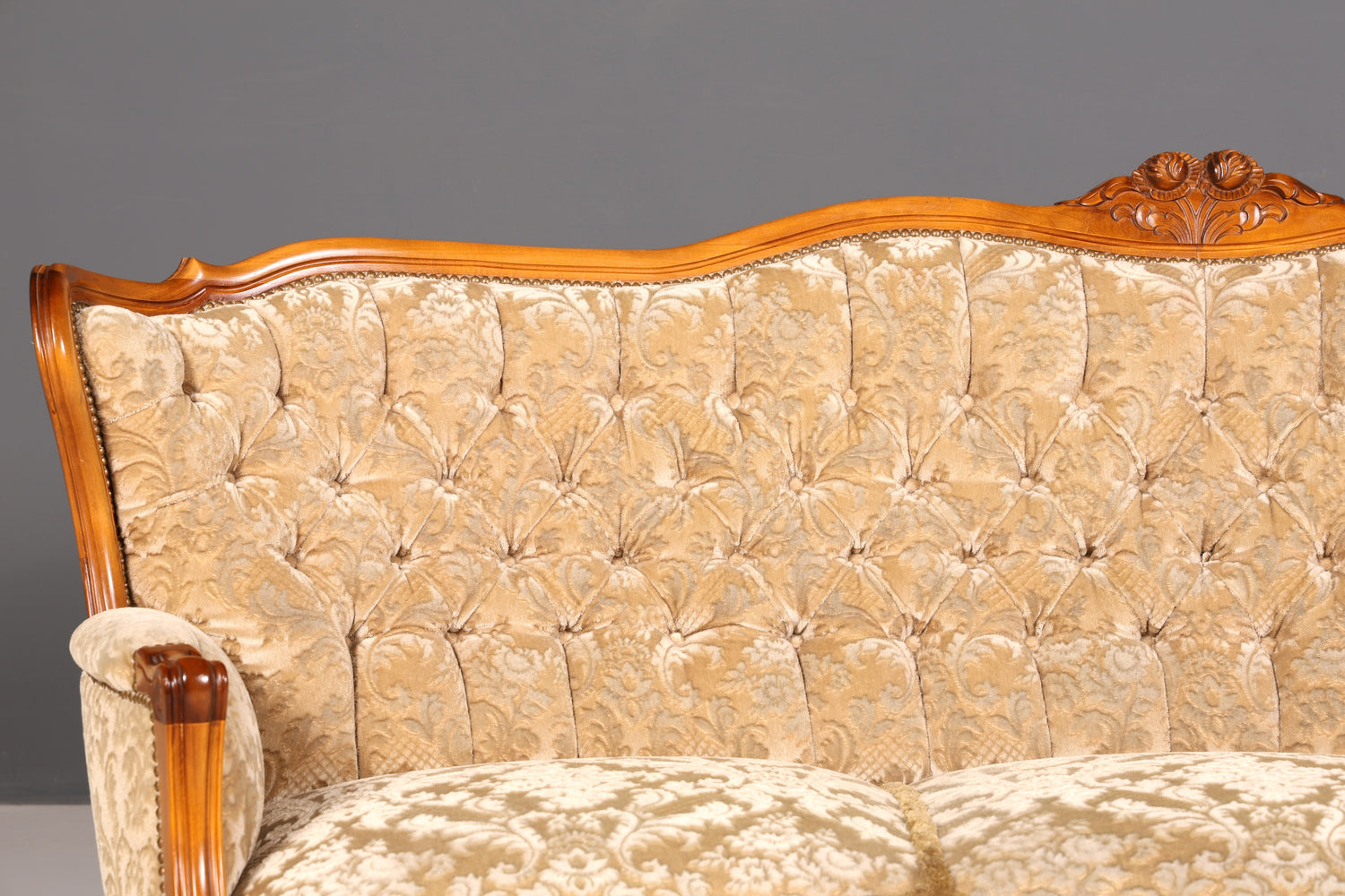 Wunderschönes Chippendale Sofa Barock Stil Couch Samt Stoff 3 Sitzer Antik Vintage