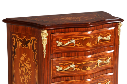 Stilvolles Barock Stil Louis XV Highboard Intarsien Vertiko Kommode Schubladenkommode