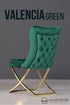 Edler Chesterfield Esszimmerstuhl "Valencia" in Grün Gold