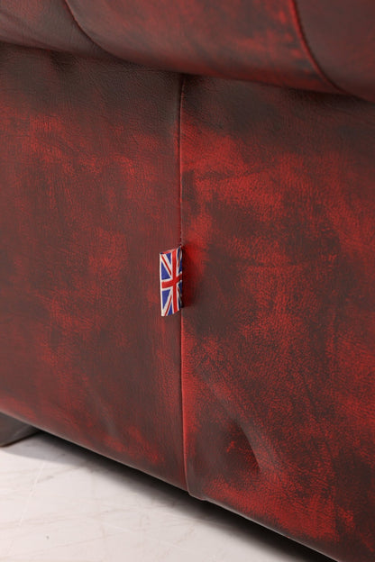 Wunderschöne Original Chesterfield 2-Sitzer Couch Englisches echt Leder Oxblood Sofa UK